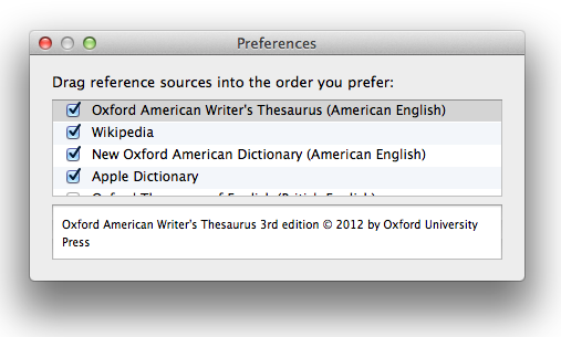 Dictionary Preferences